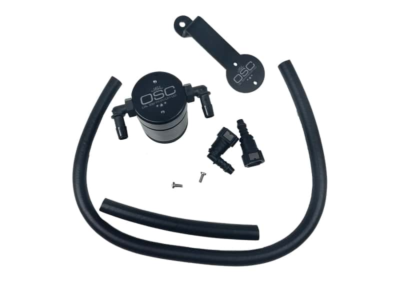 J&L — J&L 05-10 Ford Mustang GT/Bullitt/Saleen Passenger Side Oil Separator 3.0 - Black Anodized
Oil Separator - view 1