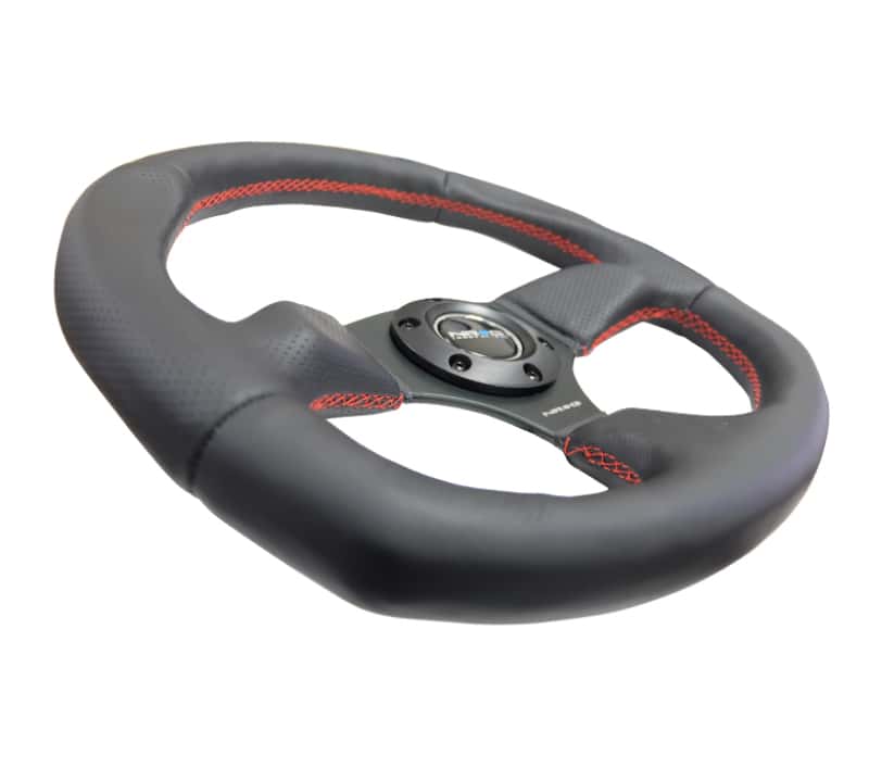 NRG — NRG Reinforced Steering Wheel (320mm Horizontal / 330mm Vertical) Leather w/Red Stitching - view 8