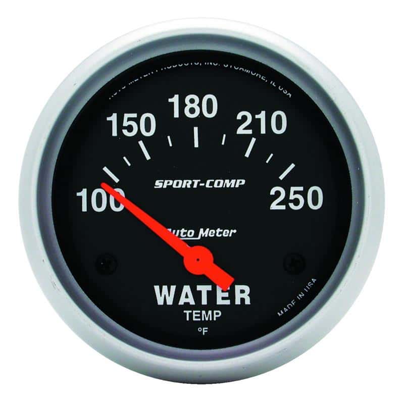AutoMeter — Autometer Sport-Comp 66.7mm 100-250 Deg F Short Sweep Electronic Water Temperature Gauge
2-5/8" WATER TEMP, 1 - view 1