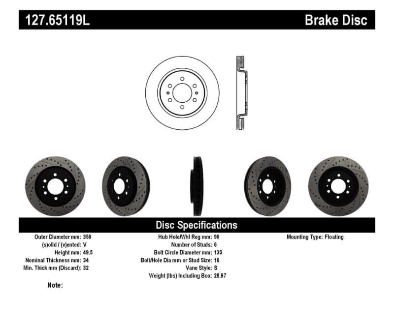 Stoptech — StopTech Slotted & Drilled Sport Brake Rotor
Slot/Drill Rotor - view 6
