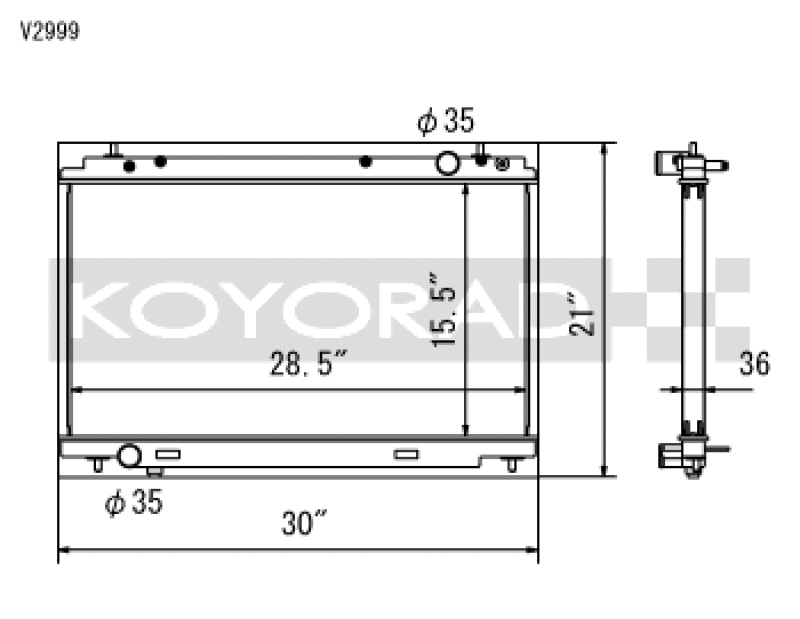 Koyo — Koyo 07-08 Nissan 350Z VQ35HR (MT) Radiator
Racing Radiator - view 1