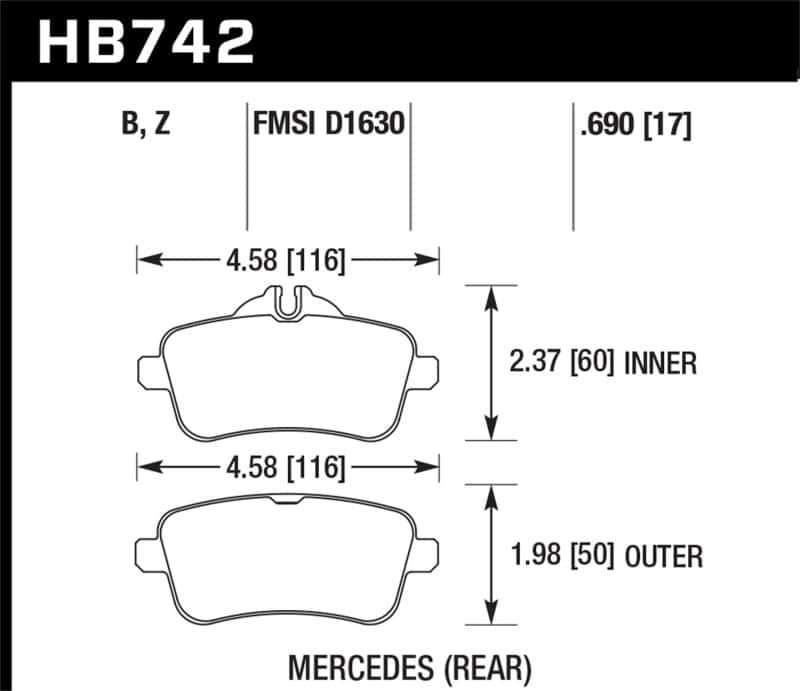 Hawk Performance — Hawk 12-15 Mercedes-Benz ML350/550 HPS 5.0 Rear Brake Pads
Disc Brake Pad - view 1