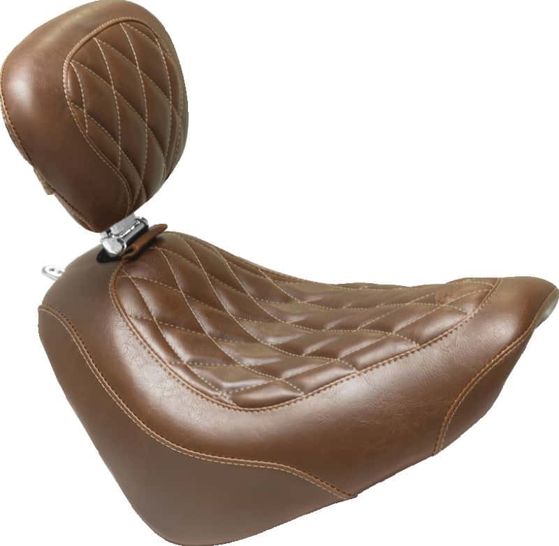 Mustang Motorcycle — Mustang 18-21 Harley Breakout Wide Tripper Passenger Seat Diamond Stitch - Brown - view 2