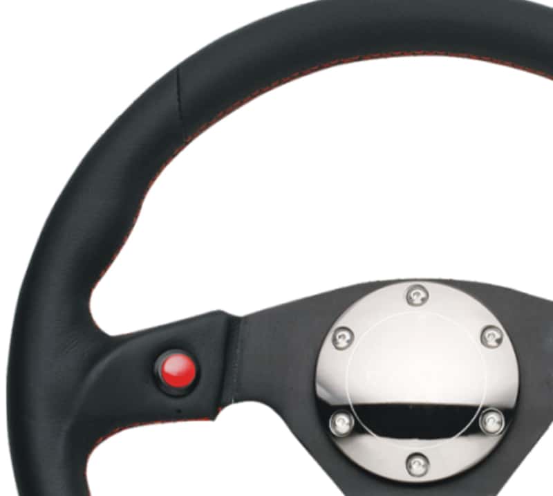 NRG — NRG Reinforced Steering Wheel (320mm) Blk Leather w/Dual Buttons - view 2