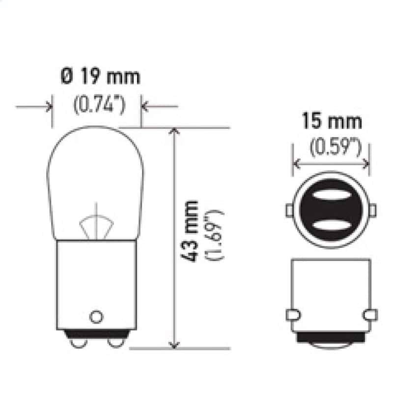 Hella — Hella Bulb 1004 12V 12/12W BA15d B6
1004 Incan Bulb - view 6