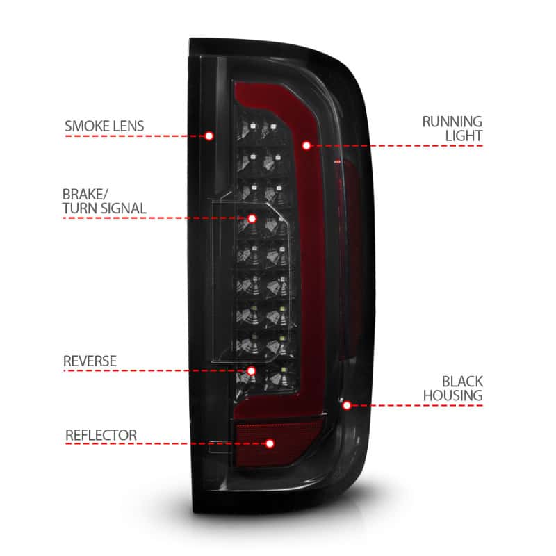 ANZO — ANZO 15-21 GMC Canyon Full LED Tail Lights w/ Red Lightbar Black Housing Smoke Lens
Tail Light Set - view 11