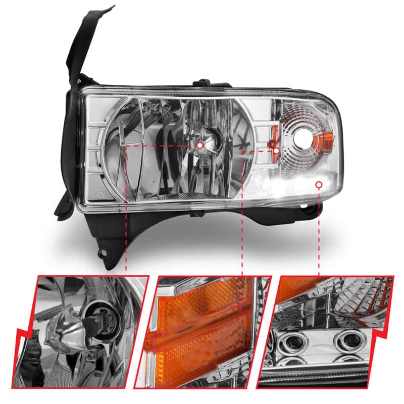 ANZO — ANZO 1994-2001 Dodge Ram Crystal Headlights Chrome w/ LED
Head Light Set
HdLtSet - view 4