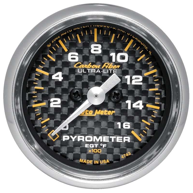 AutoMeter — Autometer Carbon Fiber 52mm 1600 Deg F Electronic EGT Gauge Kit
GA 2" EGT 1.6K F CF - view 2