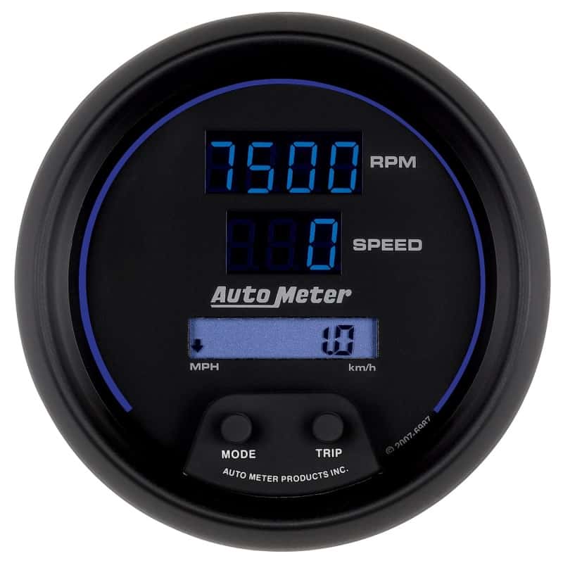 AutoMeter — Autometer 85.7mm Black Digital 8000rpm/160mph or 260kmph Electric Tachometer/Speedometer Combo
3.4" RPM/SPD CMB CBD - view 1