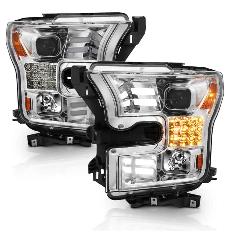 ANZO — ANZO 15-17 Ford F-150 Proj Headlights w/ Plank Style Design Chrome w/ Amber Sequential Turn Signal
Projector Headlights
Head Light Set - view 2