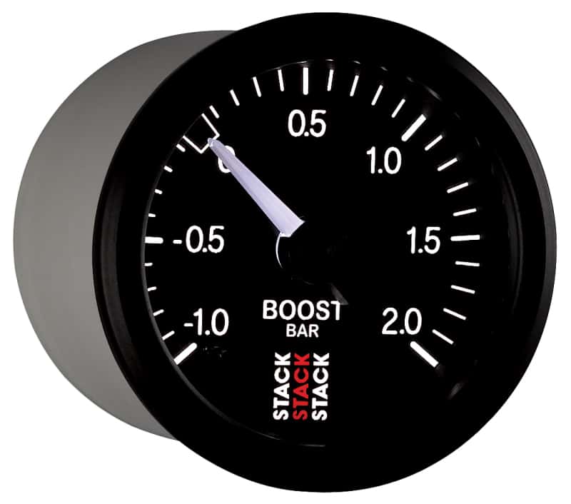 AutoMeter — Autometer Stack 52mm -1 to +2 Bar T-Fitting 0.187in Barb (M) Mechanical Boost Pressure Gauge - Black
Ga Bst Mech Blk 2Bar - view 6