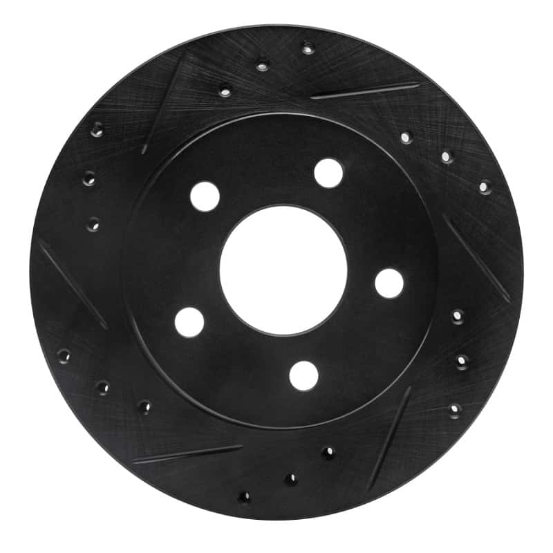 R1 Concepts — R1 93-98 Ford Thunderbird Rear Left Drilled & Slotted Black Brake Rotor
R1 Brake Rotor Drill - view 1