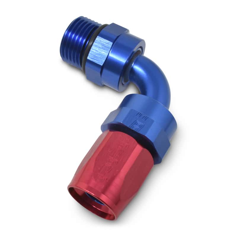 Russell — Russell Performance Swivel Hose End Assy #10 AN Male SAE Port to #8 Hose 90 Deg Red/Blue Anodized
Hose Fitting - view 5