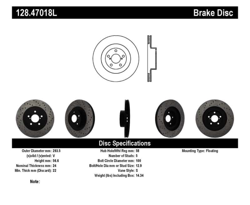 Stoptech — StopTech 02-10 WRX Drilled Left Front Rotor
Cross Drilled Rotor
Disc Brake Rotor - view 9