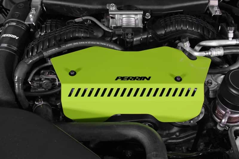 Perrin Performance — PERRIN 22-25 Subaru WRX Pulley Cover - Neon Yellow (TALL - For Use w/o PERRIN AOS) - view 4
