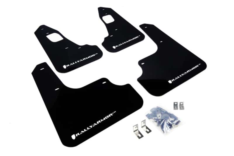 Rally Armor — Rally Armor 08-17 Mitsubishi EVO X Black UR Mud Flap w/ White Logo
Mud Flap - view 1