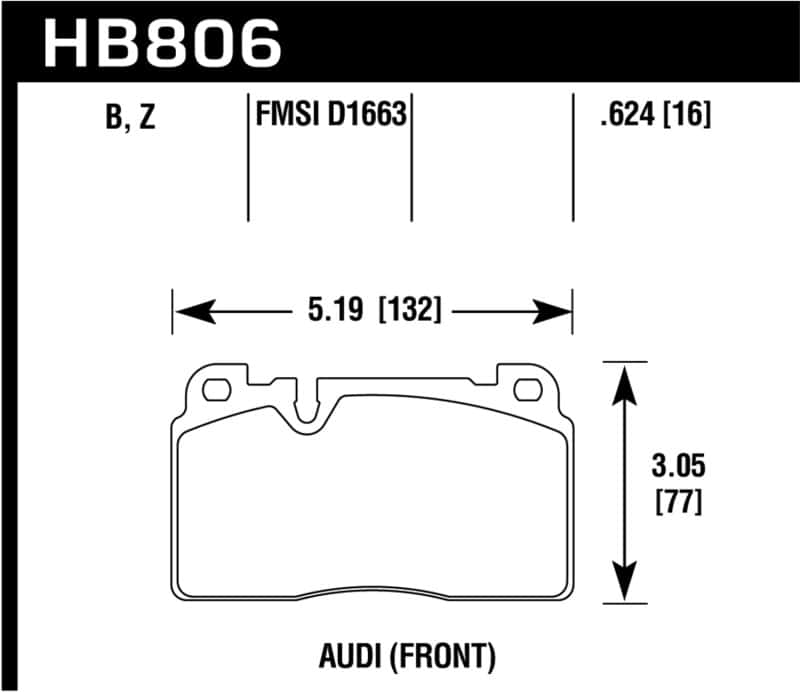 Hawk Performance — Hawk 16-17 Audi A6 HPS 5.0 Front Brake Pads
Disc Brake Pad - view 2