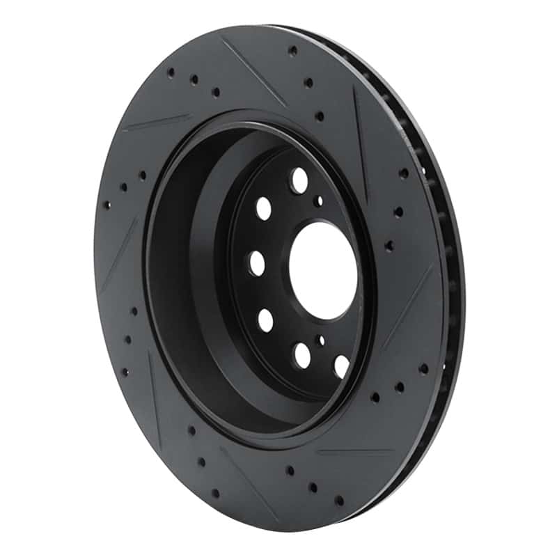 R1 Concepts — R1 07-17 Lexus LS460 Rear Left Drilled & Slotted Black Brake Rotor
R1 Brake Rotor Drill - view 4