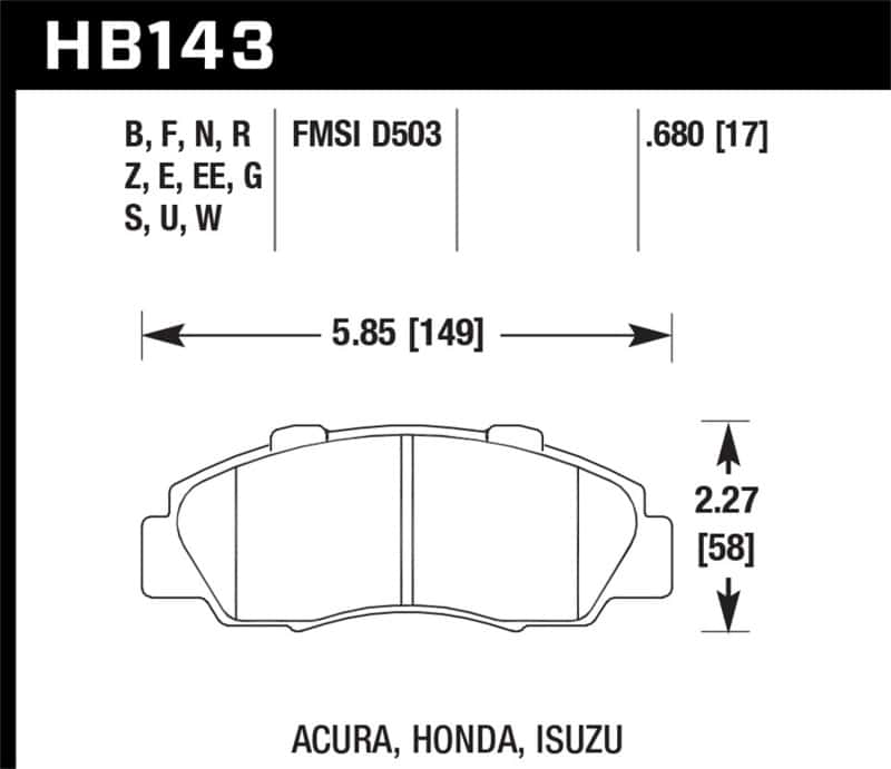 Hawk Performance — Hawk 97-98 Acura CL 3.0L Base Front ER-1 Brake Pads
Disc Brake Pad - view 1