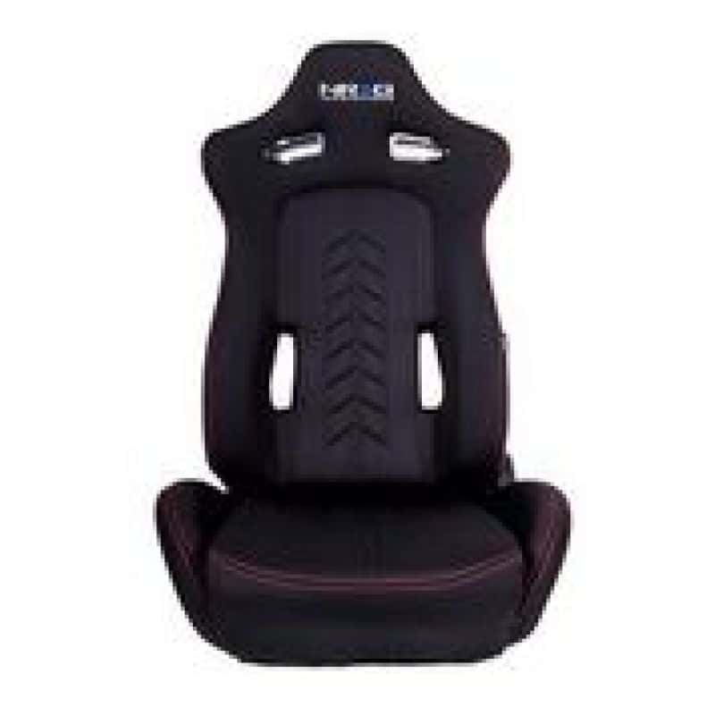 NRG — NRG Sport Seats (Pair) Cloth w/NRG Logo & NRG Arrow Cushion Imprint - Black w/Red Stitch - view 5