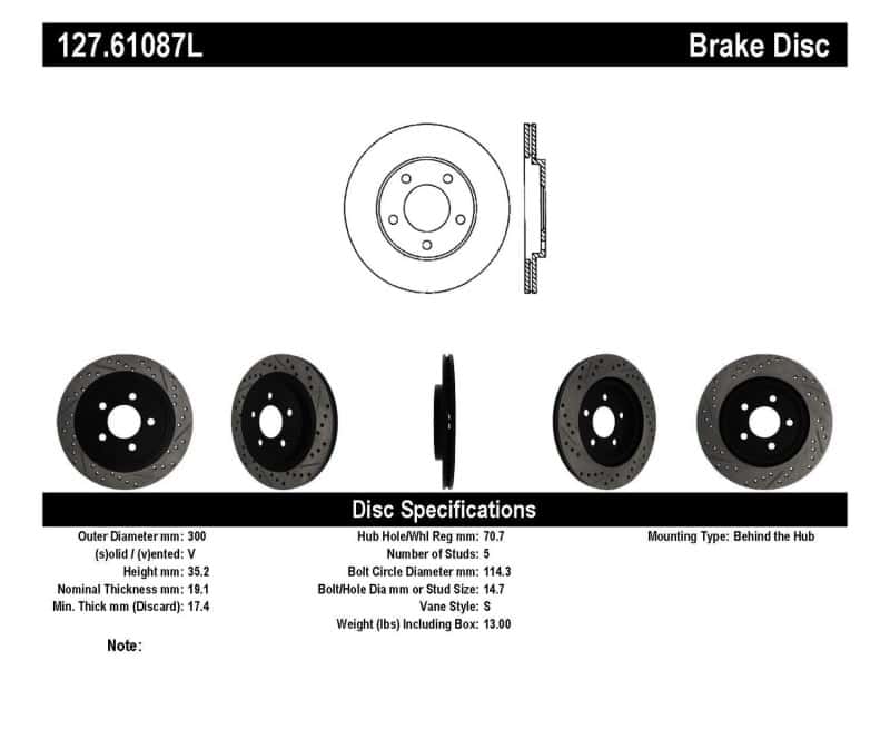 Stoptech — StopTech 05-10 Ford Mustang Slotted & Drilled Left Rear Rotor
Disc Brake Rotor
Slot/Drill Rotor - view 6