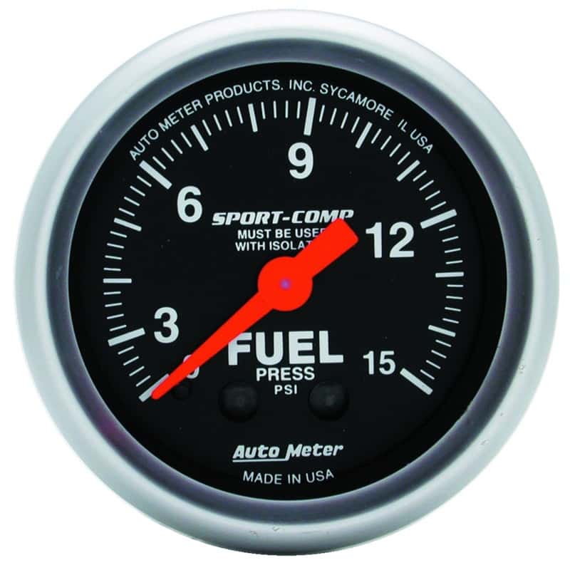 AutoMeter — AutoMeter Gauge Fuel Pressure 2-1/16in. 15PSI Mechanical W/Isolator Sport-Comp
2" FUEL PRESS, 0-15 - view 2