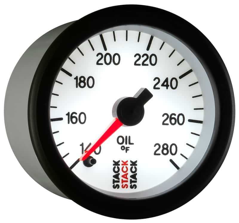 AutoMeter — Autometer Stack 52mm 140-280 Deg F 1/8in NPTF Male Pro Stepper Motor Oil Temp Gauge - White
Ga OT ProStpr W 280F - view 6