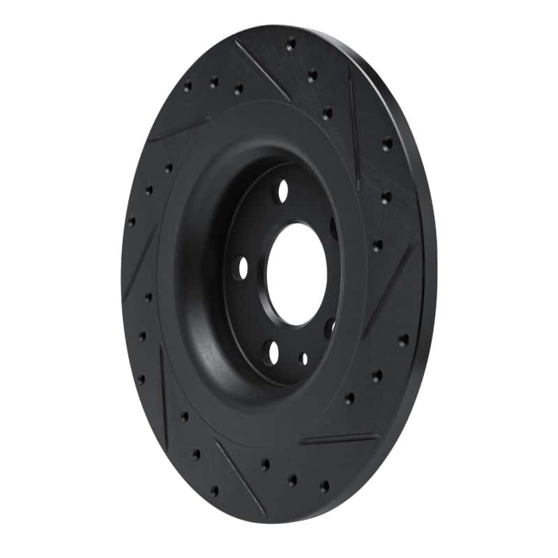 R1 Concepts — R1 -25 Volvo XC40 Rear Left Drilled & Slotted Black Brake Rotor
R1 Brake Rotor Drill - view 4