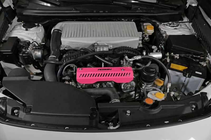 Perrin Performance — PERRIN 22-25 Subaru WRX Pulley Cover - Hyper Pink (SHORT - For Use w/PERRIN AOS) - view 4