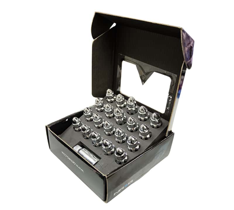 NRG — NRG 500 Series M12 X 1.5 Bullet Shape Steel Lug Nut Set - 21 Pc w/Lock Key - Silver - view 1