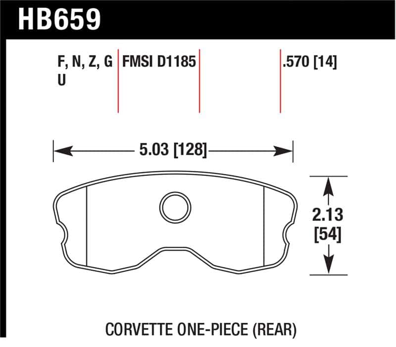 Hawk Performance — Hawk 06-10 Chevy Corvette (Improved Pad Design) Rear HP+ Street Brake Pads
Disc Brake Pad - view 1