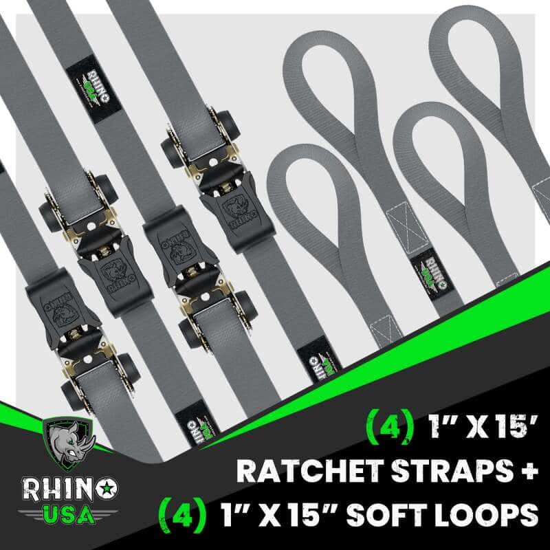 Rhino USA — Rhino USA Medium Duty Ratchet Strap Tie-Down 4-Pack (Gray)
Tie Strap - view 2