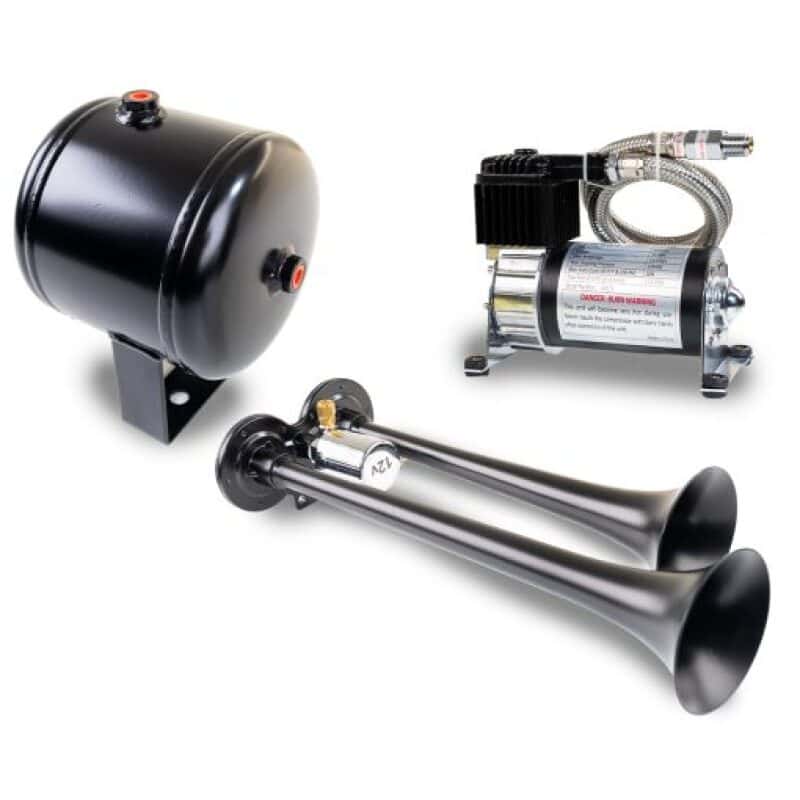 Kleinn Air Horns — Kleinn Dual Black Horn Kit w/ 120 PSI Air Compressor / 0.5 gal Air Tank
HK2-1 Dual Horn Kit - view 2