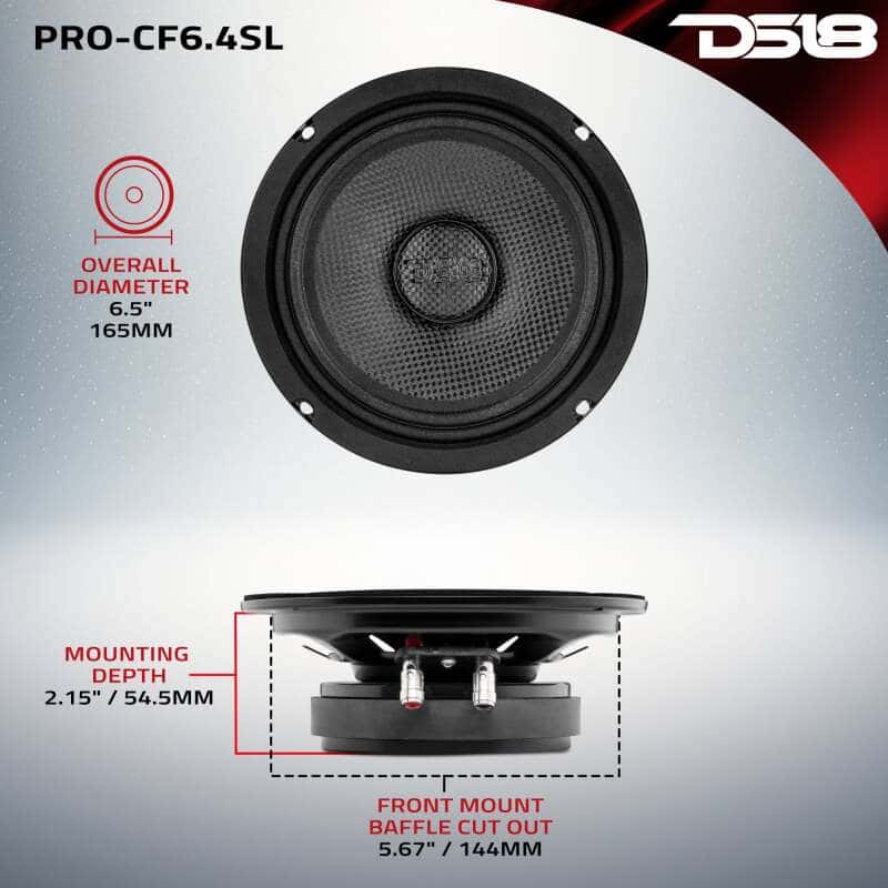 DS18 — DS18 6.5in 250 Watts RMS 4 ohm Mid-Bass Loudspeaker Shallow - view 3