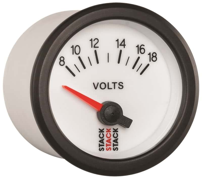 AutoMeter — Autometer Stack 52mm 8-18V Electric Battery Voltage Gauge - White
Ga Volt Elec Wht 18v - view 5