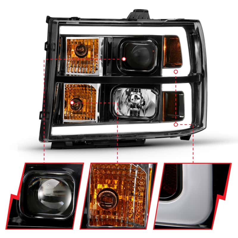 ANZO — ANZO 2007-2013 GMC Sierra 1500 Projector Headlight Plank Style Black w/ Clear Lens Amber
Head Light Set
HdLtSet - view 9