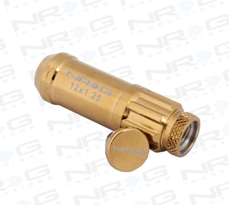 NRG — NRG 700 Series M12 X 1.25 Steel Lug Nut w/Dust Cap Cover Set 21 Pc w/Locks & Socket - Chrome Gold - view 7