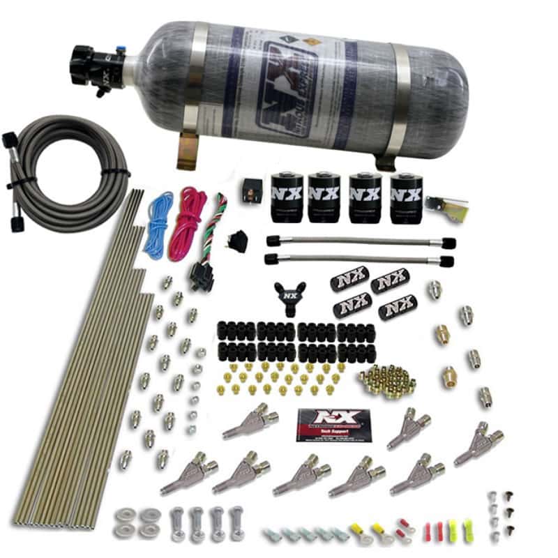 Nitrous Express — Nitrous Express STD Nozzle Nitrous Kit (200-500HP) Gas w//Dist Block & 4 Solenoids w/15lb Bottle
Injection System Kit
N2OSys - view 2