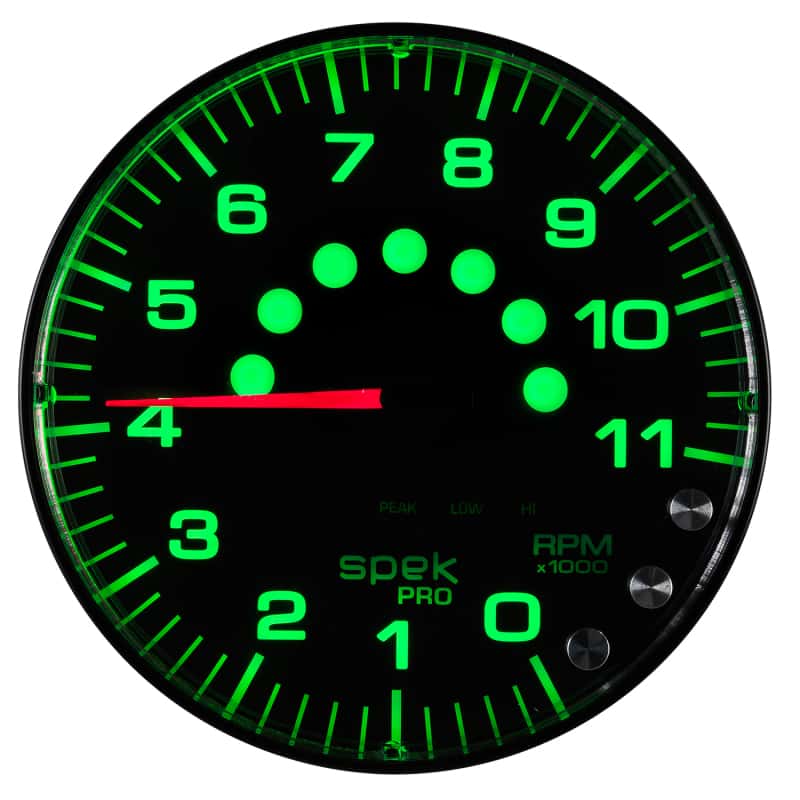AutoMeter — Autometer Spek-Pro Gauge Tachometer 5in 11K Rpm W/Shift Light & Peak Mem Black/Black
GA 5" 11KRPM BFB SPK - view 13