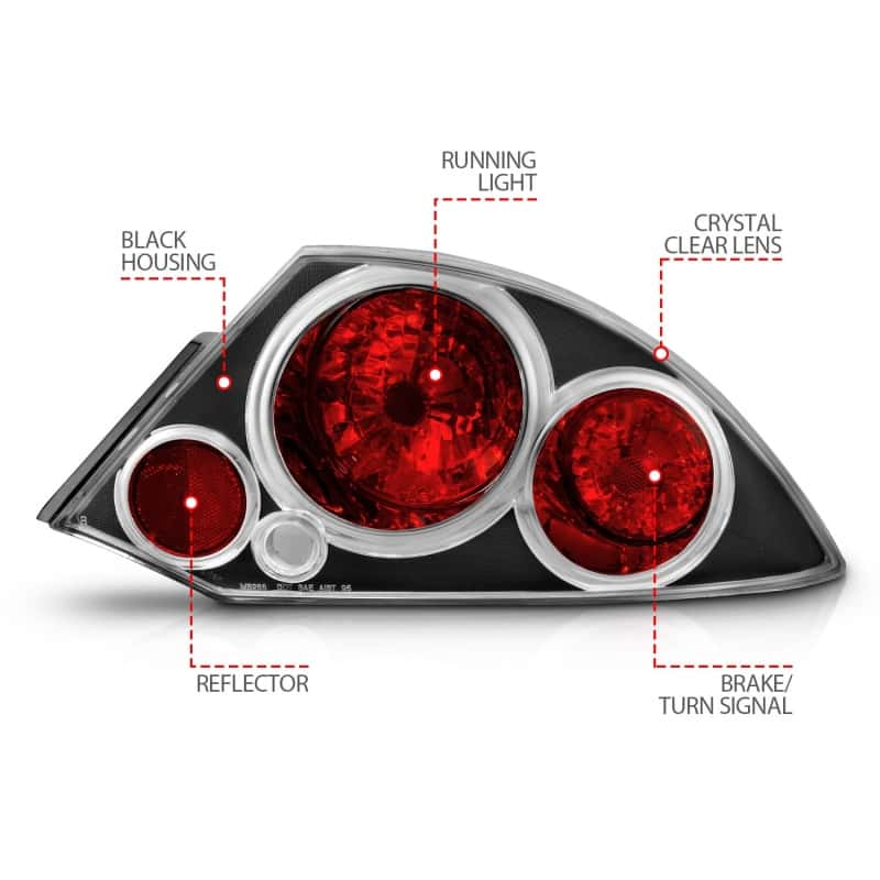 ANZO — ANZO 2000-2005 Mitsubishi Eclipse Taillights Black
TailLightSet - view 7