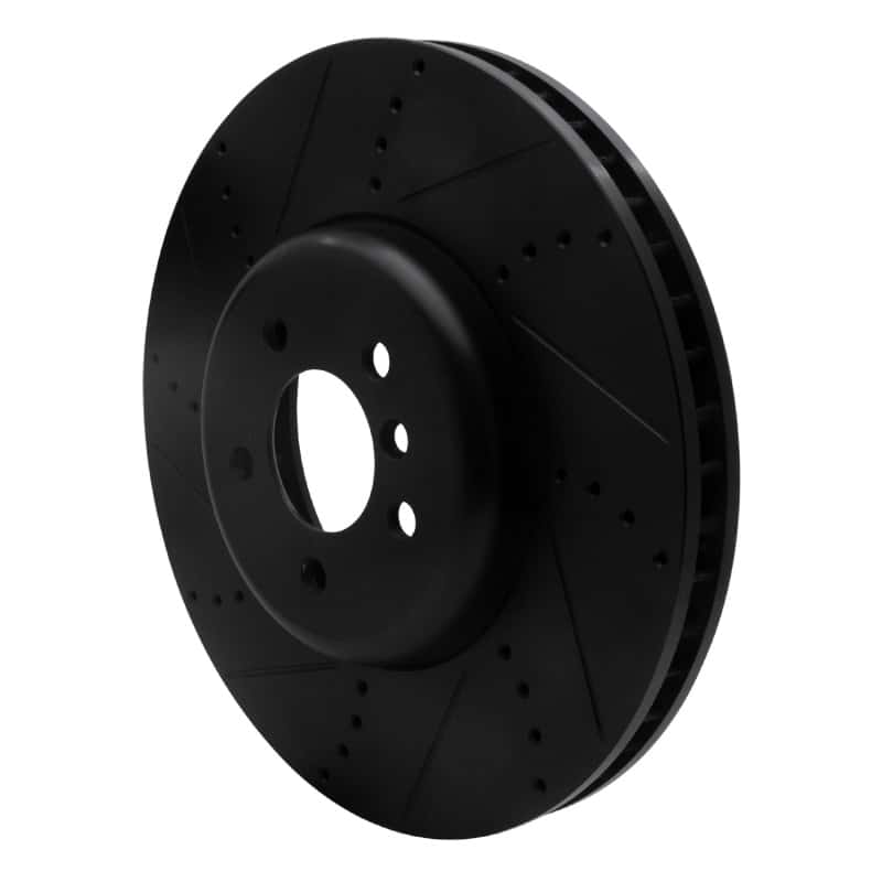 R1 Concepts — R1 2009-2017 BMW 550I GT xDrive Left Front Drilled & Slotted Black Brake Rotor
R1 Brake Rotor Drill - view 2