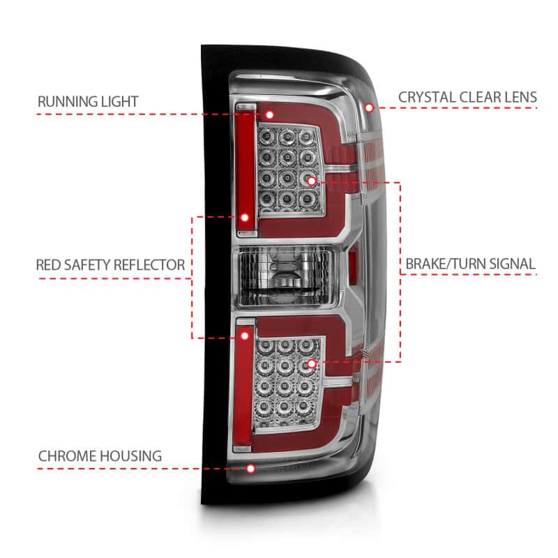 ANZO — ANZO 2014-2018 Chevy Silverado 1500 LED Taillights Chrome
Tail Light Set
LED Taillights - view 8