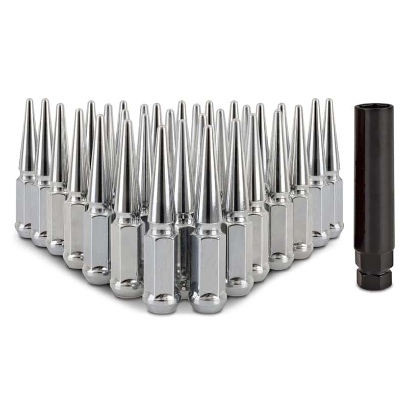 Mishimoto — Mishimoto Mishimoto Steel Spiked Lug Nuts M14 x 1.5 32pc Set Chrome
Spiked Lug Nuts - view 1