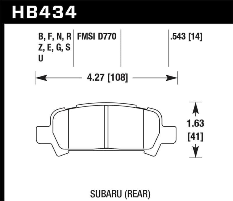 Hawk Performance — Hawk 02-03 WRX / 05-08 LGT D770 HPS Street Rear Brake Pads
Disc Brake Pad - view 2
