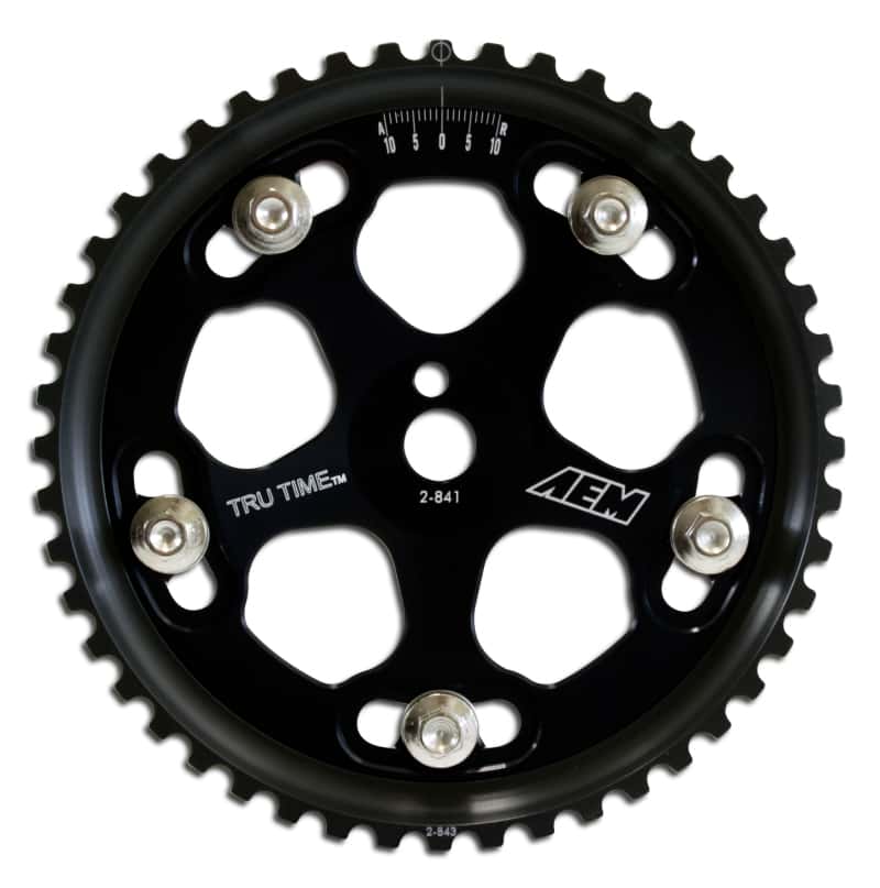 AEM — AEM Evo 8 & IX Black Tru-Time Cam Gear
Adjustable Cam Gear
Tru-Time Cam Gear - view 1