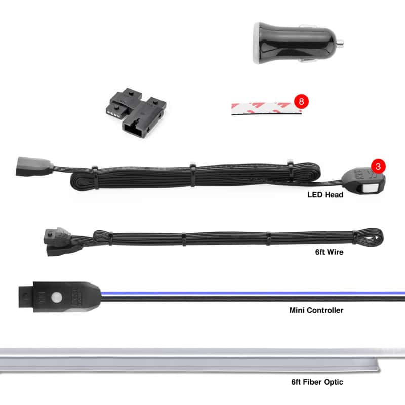 XKGLOW — XK Glow Fiber Optic Roll 3pc LED Head XKchrome App Controlled Fiber Optic LED Accent Light Kit 6ft - view 1