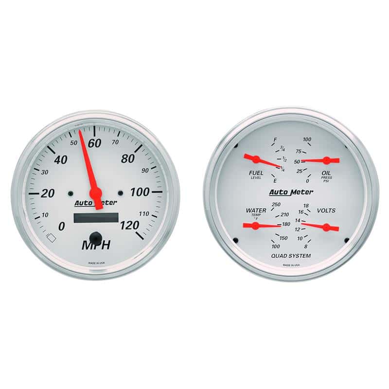 AutoMeter — AutoMeter Gauge Kit 2 Pc. Quad & Speedometer 5in. Arctic White
GA KT 5" QUAD/SPD AW - view 1