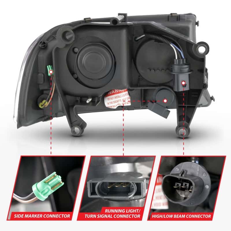 ANZO — ANZO 97-04 Dodge Dakota/Durango Crystal headlight Set w/ Light Bar Black Housing
Head Light Set
HdLtSet - view 6