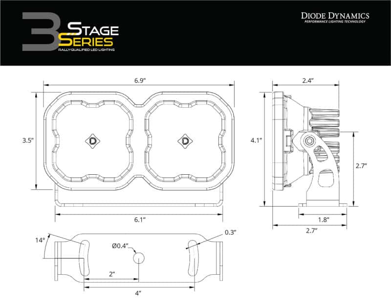 Diode Dynamics — Diode Dynamics SS3 Dual-Pod Bracket Kit - view 5