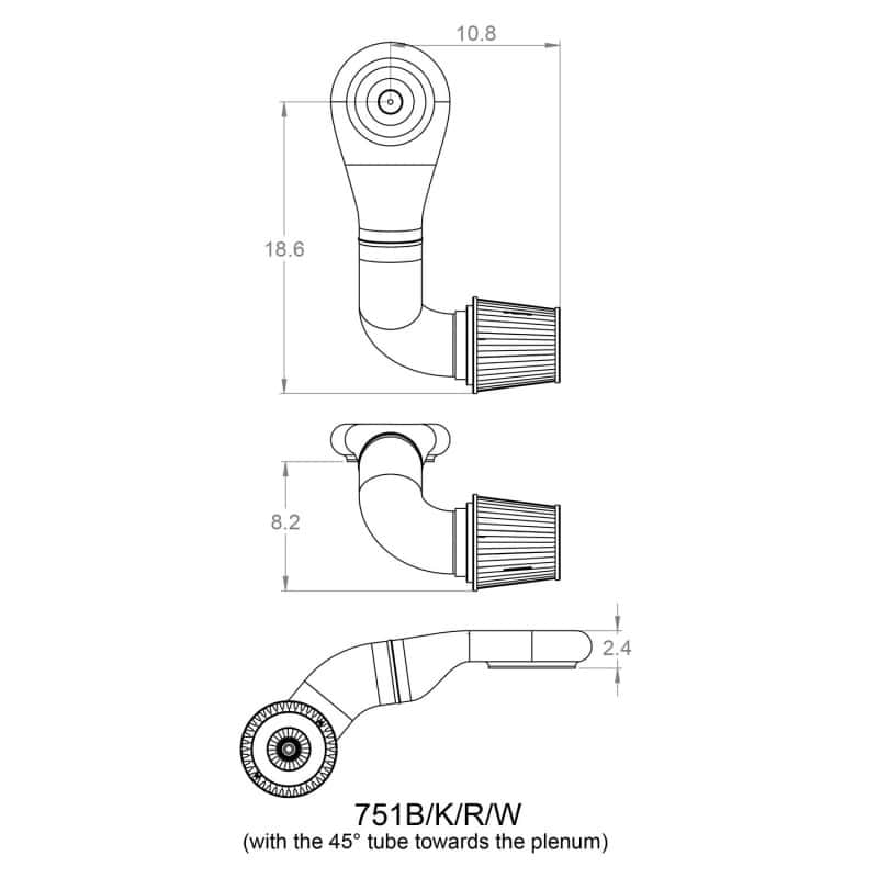 Spectre — Spectre Plenum Kit (Low) w/Passenger Side 45/90 Degree Tube - view 10